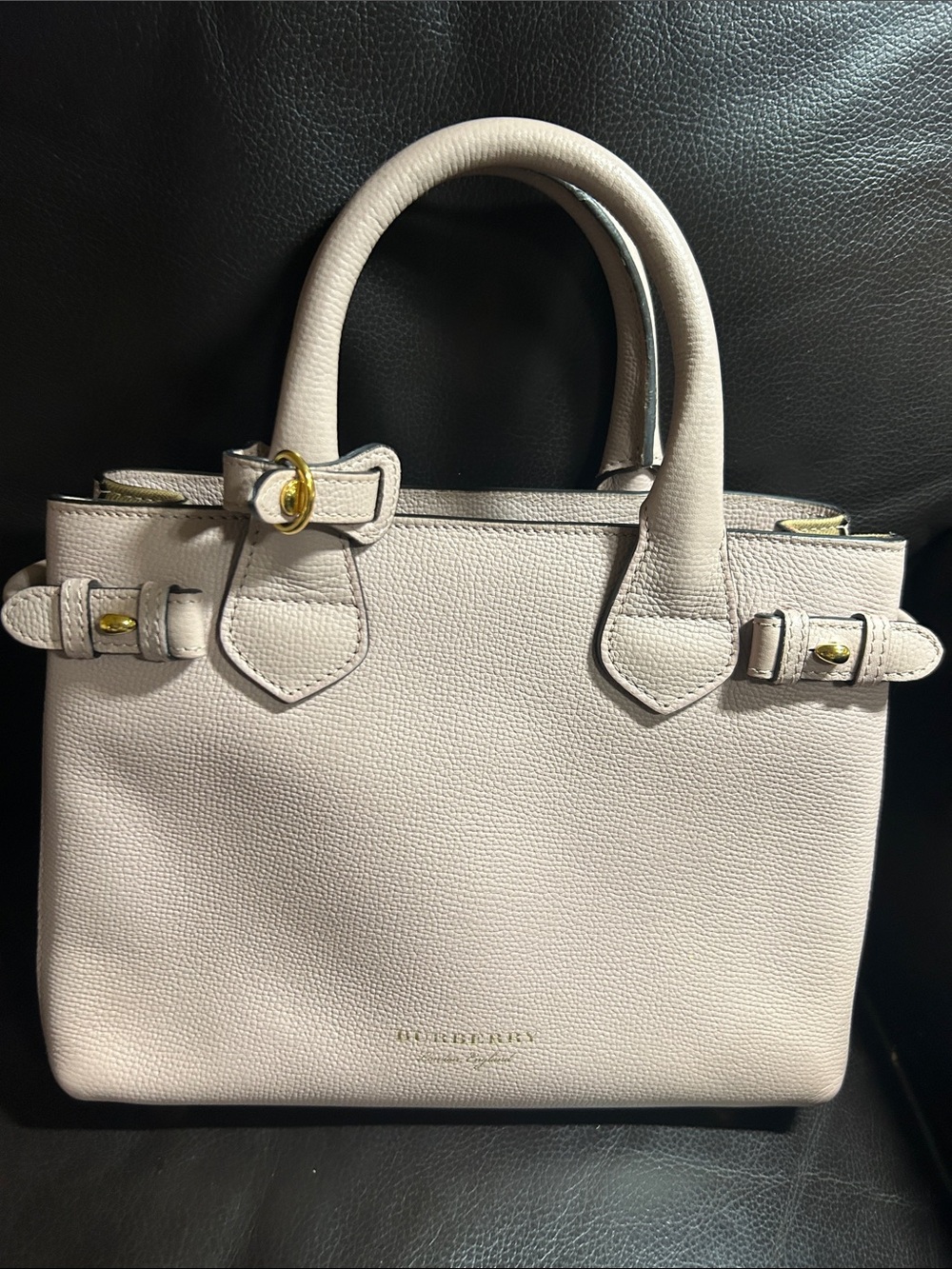 Burberry Pale Pink Leather Satchel with Gold Hardware, no trap